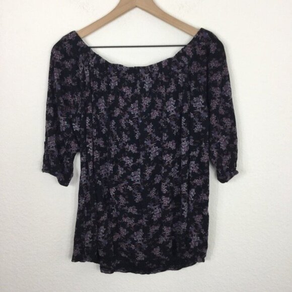 Deletta Anthropologie Floral Cold Shoulder Blouse Size Medium - Picture 5 of 7